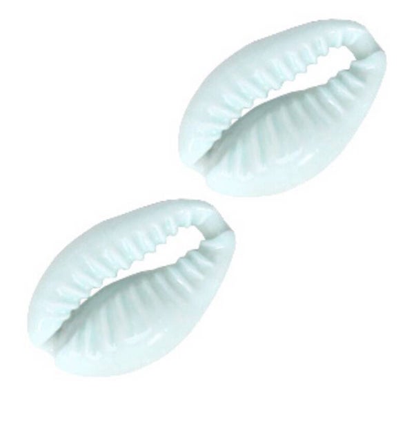 Kauri schelpjes bleached aqua blue 