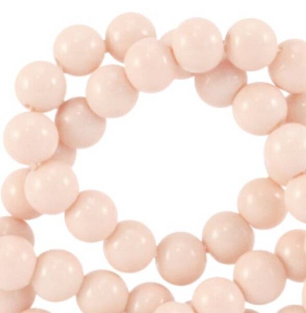 Glaskralen 4 mm opaque Bisque naturel rose