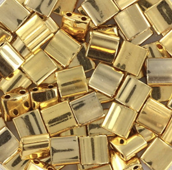 Miyuki tila 5x5 24kt gold plated 