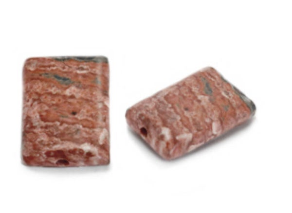 Edelsteen kralen rechthoekig marble red