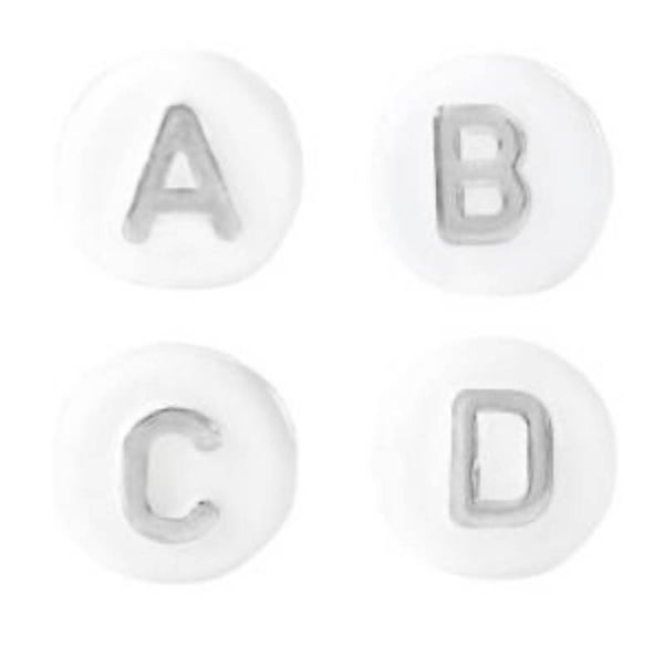 Letter kralen acryl 10mm wit / zilver 