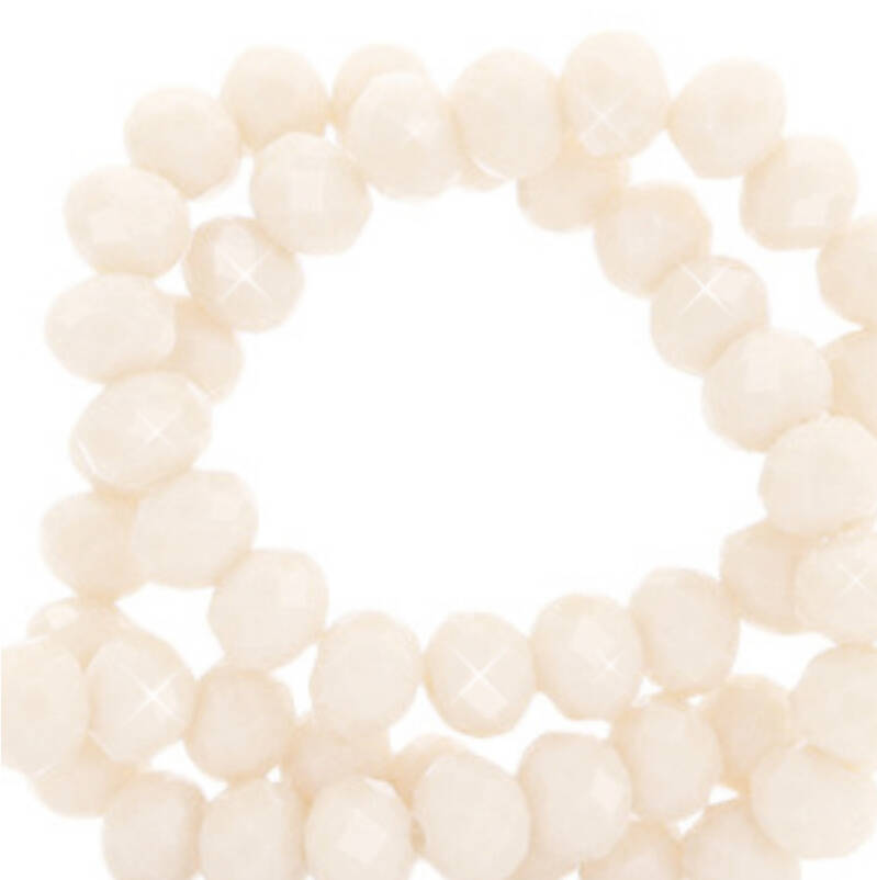 Facet kralen 8x6mm silk off white - Pearl shine coating