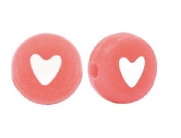 letterkralen mix hartjes Coral red