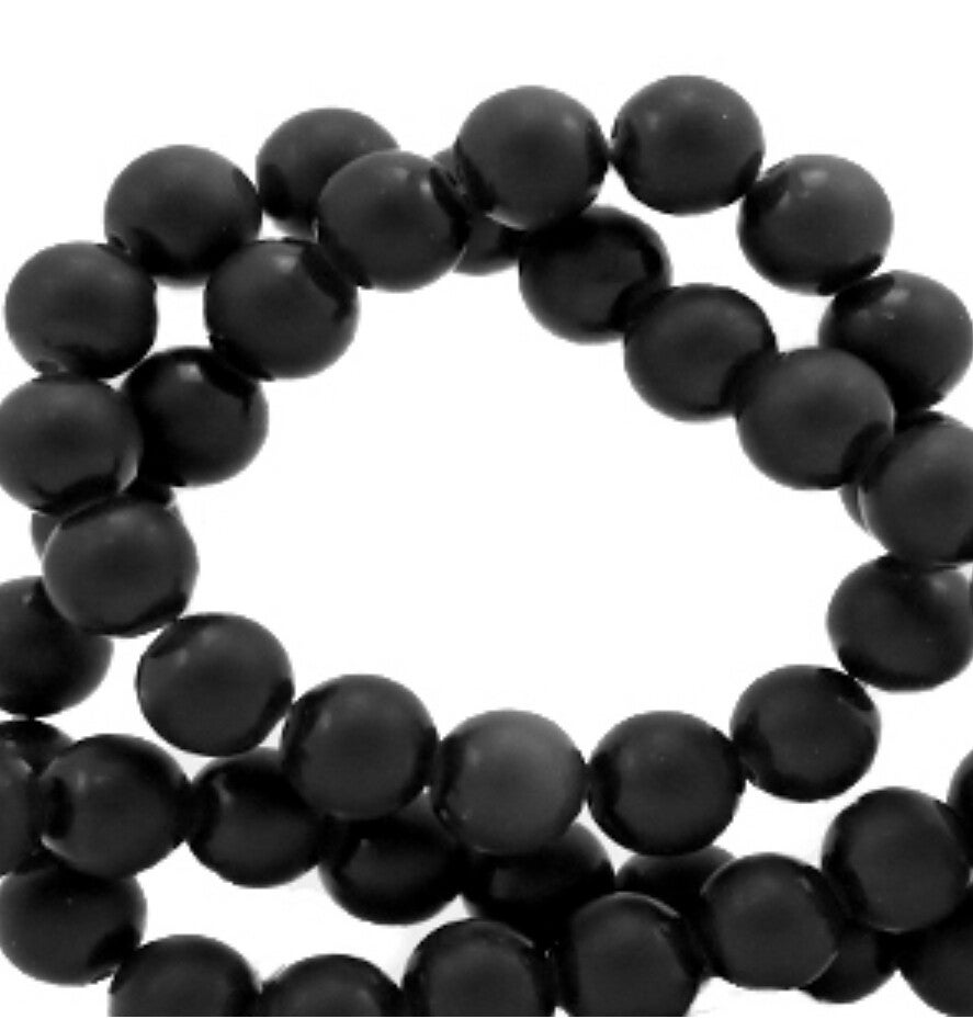 6mm kralen natuursteen Matt Black