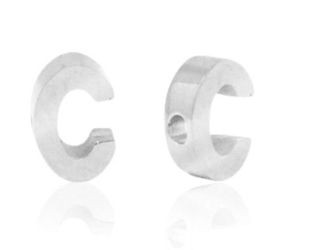 Stainless steel kraal / Hanger Letter C zilver 