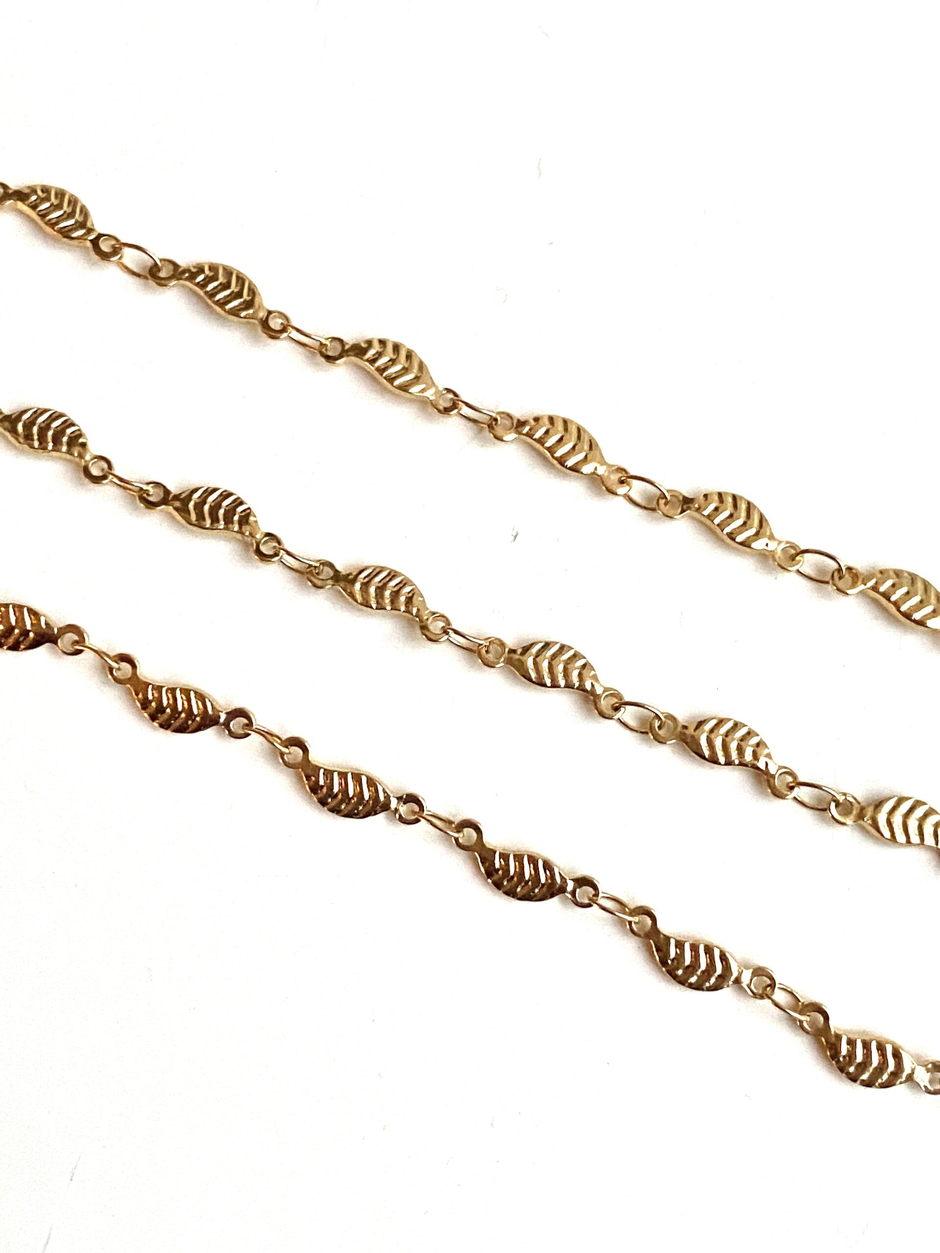 Stainless steel jasseron leaves Goud