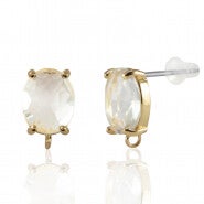 OORSTEKERS VAN CRYSTAL GLASS MET OOGJE CRYSTAL-GOLD OVAAL