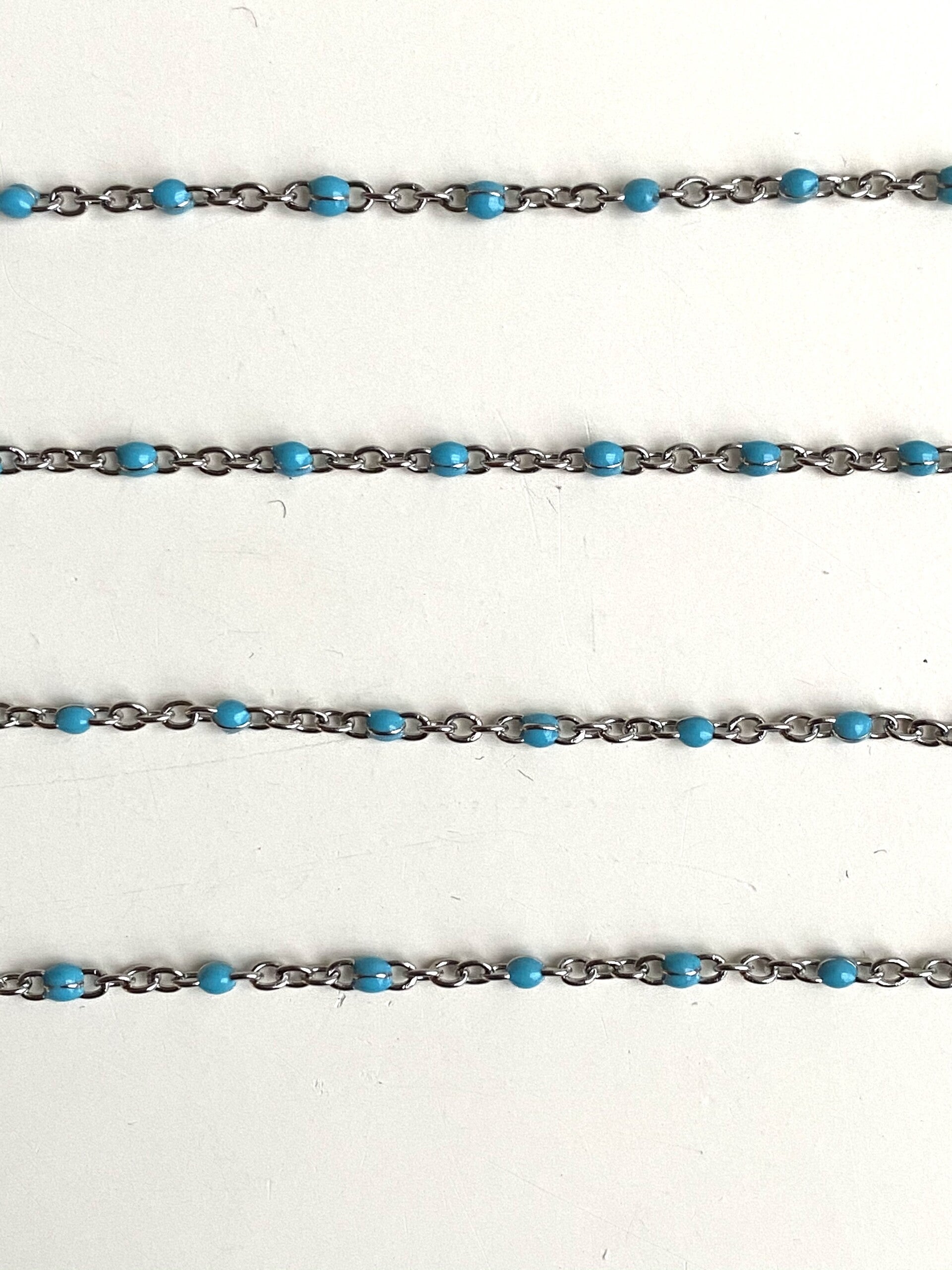 Stainless steel bolletjes jasseron 2mm turqoise - zilver