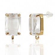 OORSTEKERS VAN CRYSTAL GLASS MET OOGJE CRYSTAL-GOLD RECHTHOEK