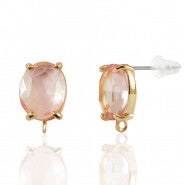 OORSTEKERS VAN CRYSTAL GLASS MET OOGJE PEACH-GOLD OVAAL