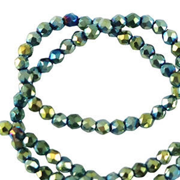 Facet kralen top quality rond 2mm Multicolor Green - AB coating
