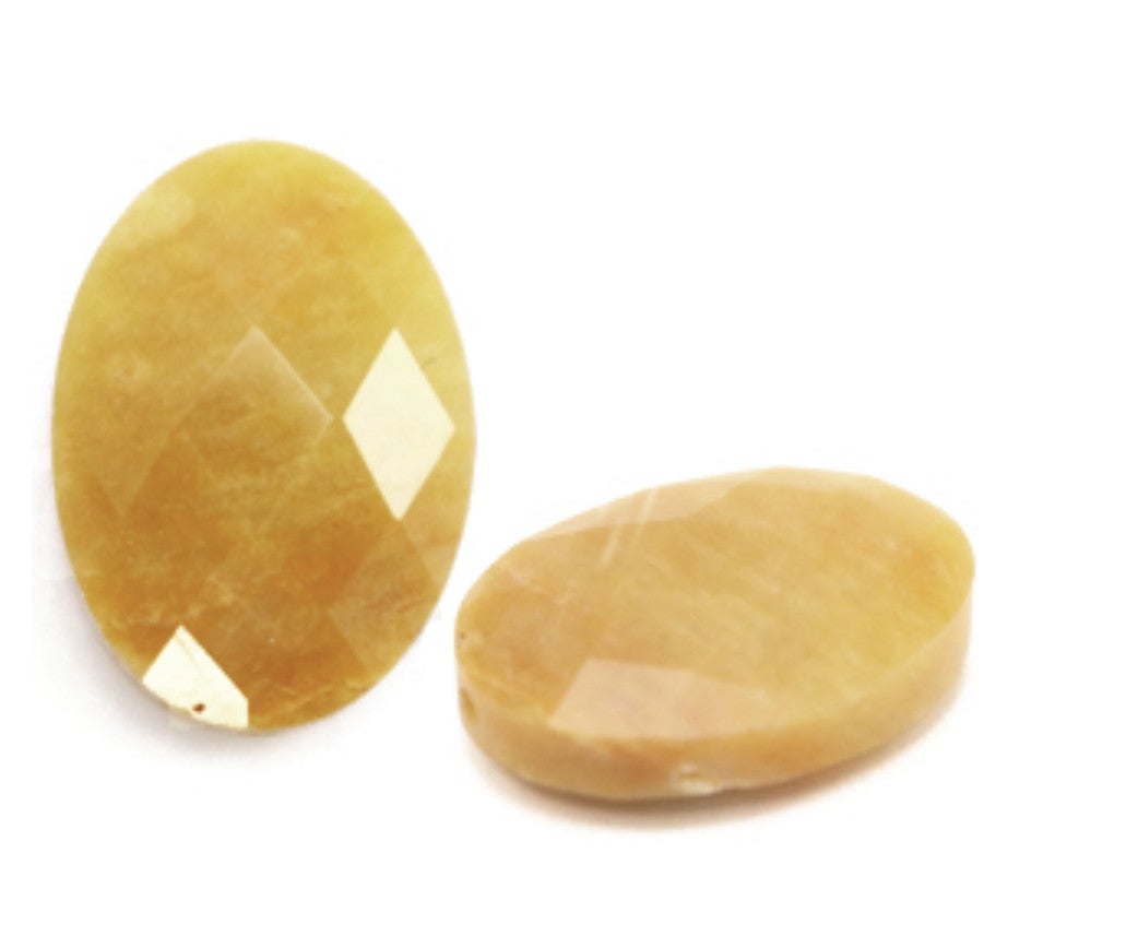 Natuursteen facet ovaal yellow Jade stone