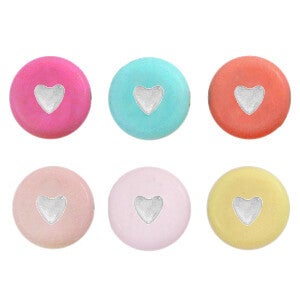 Acryl letterkralen heart multicolour gold