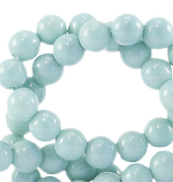 Glaskralen 4 mm opaque Eggshell blue