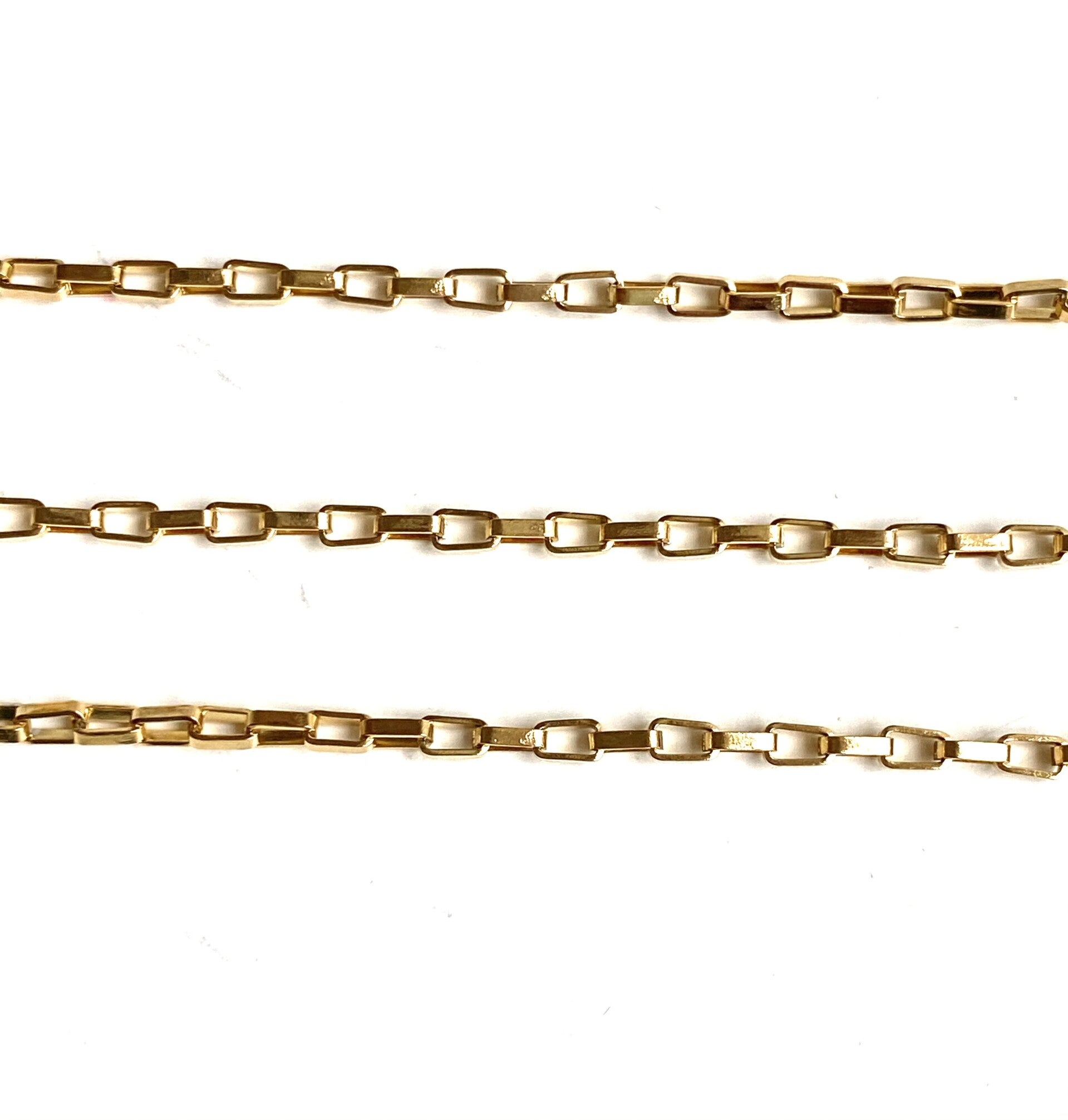 Stainless steel jasseron 2x2mm vierkante schakel Goud