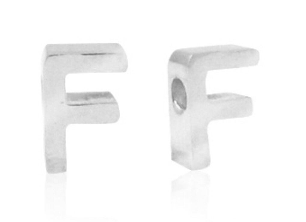 Stainless steel kraal / Hanger Letter F Zilver