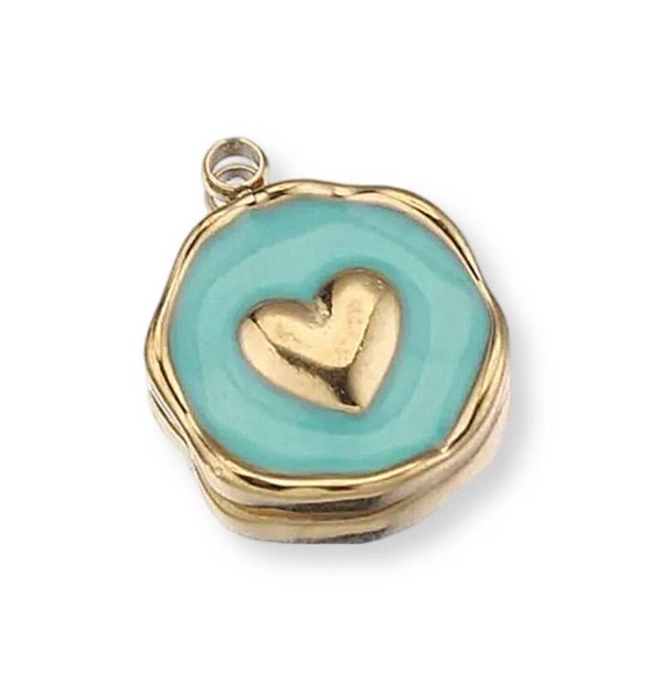 Stainless steel bedel turquoise hart
