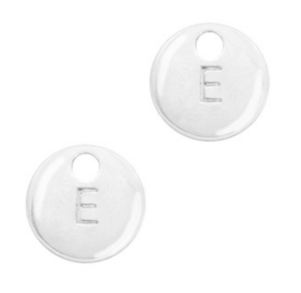 Metaal bedel initial E Antiek zilver (nikkelvrij)