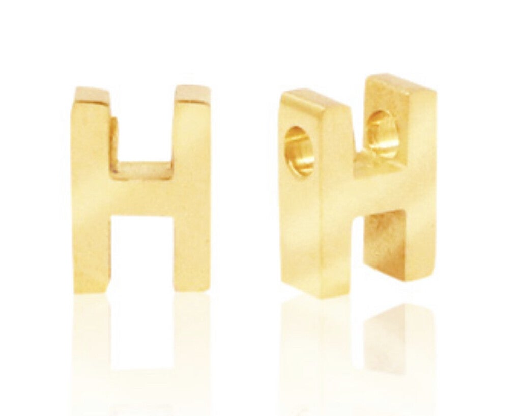 Stainless steel kraal / Hanger Letter H Goud