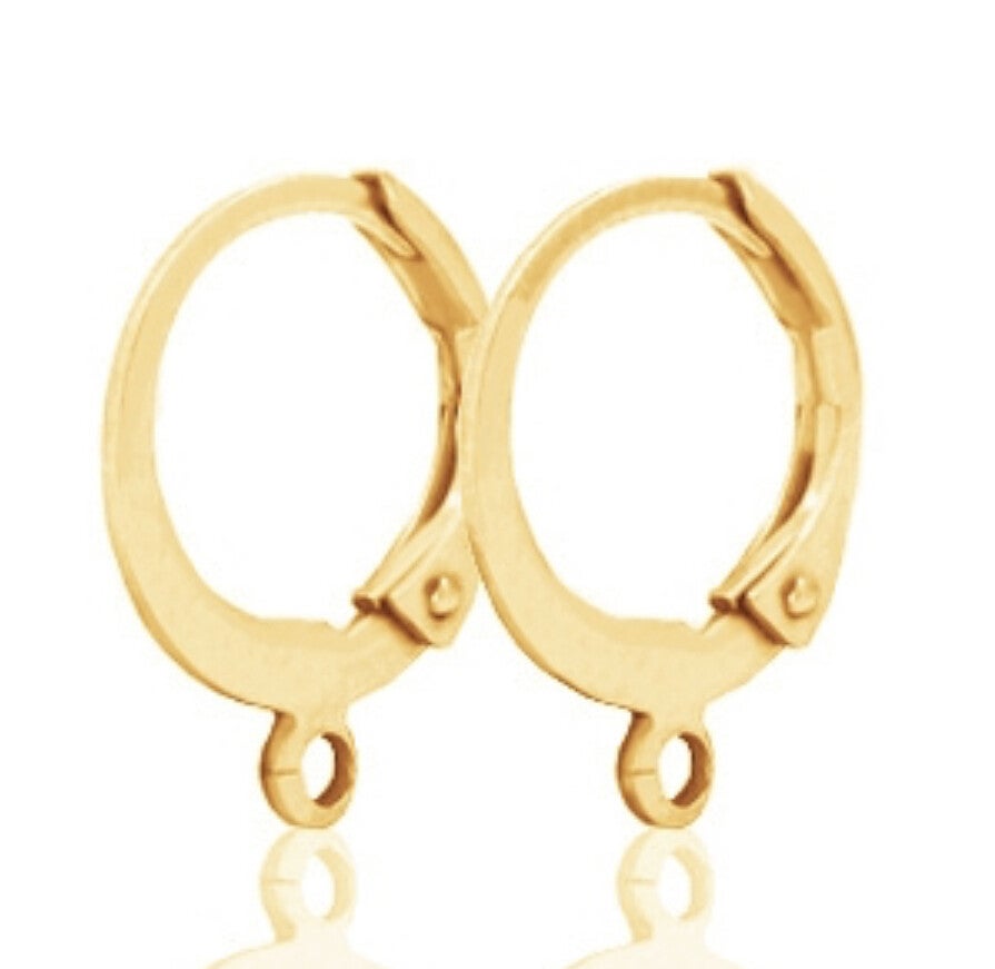 DQ oorringen gold plated met oog 12mm