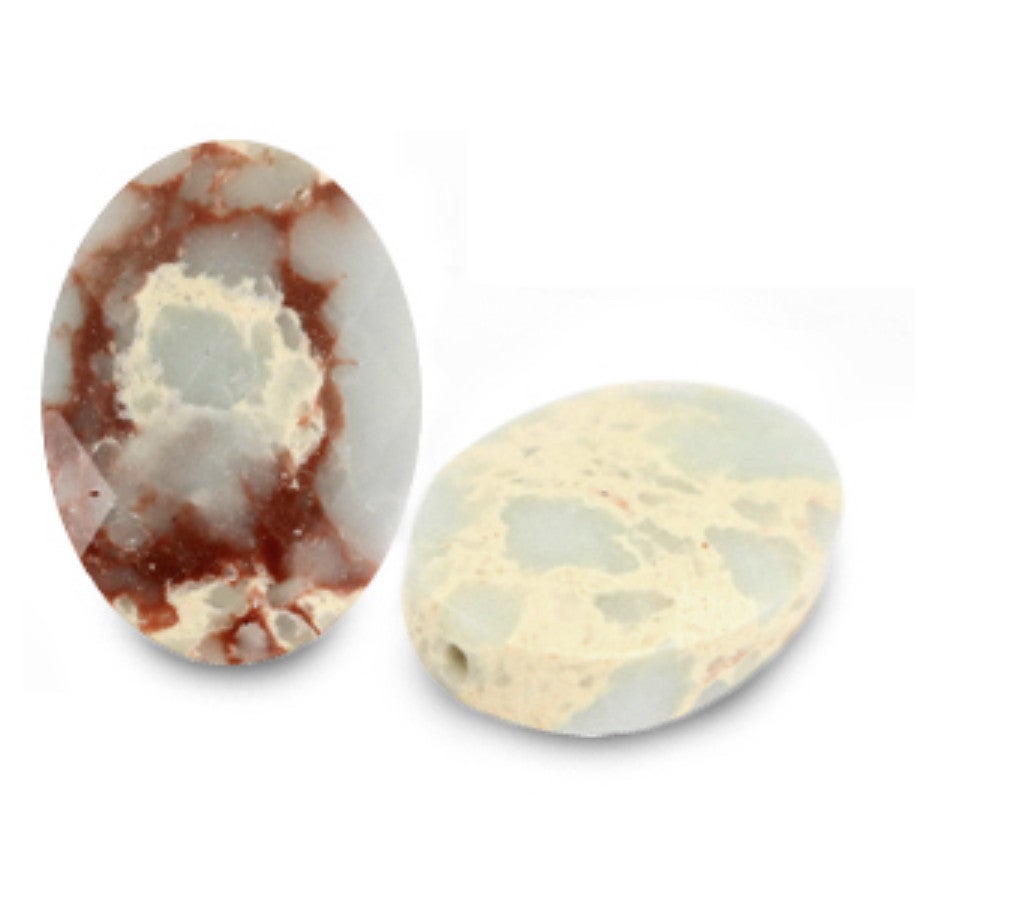 Natuursteen facet ovaal imperial jasper light turquoise