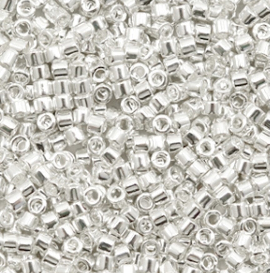 Miyuki delica’s 11/0 2mm. Sterling silver plated 