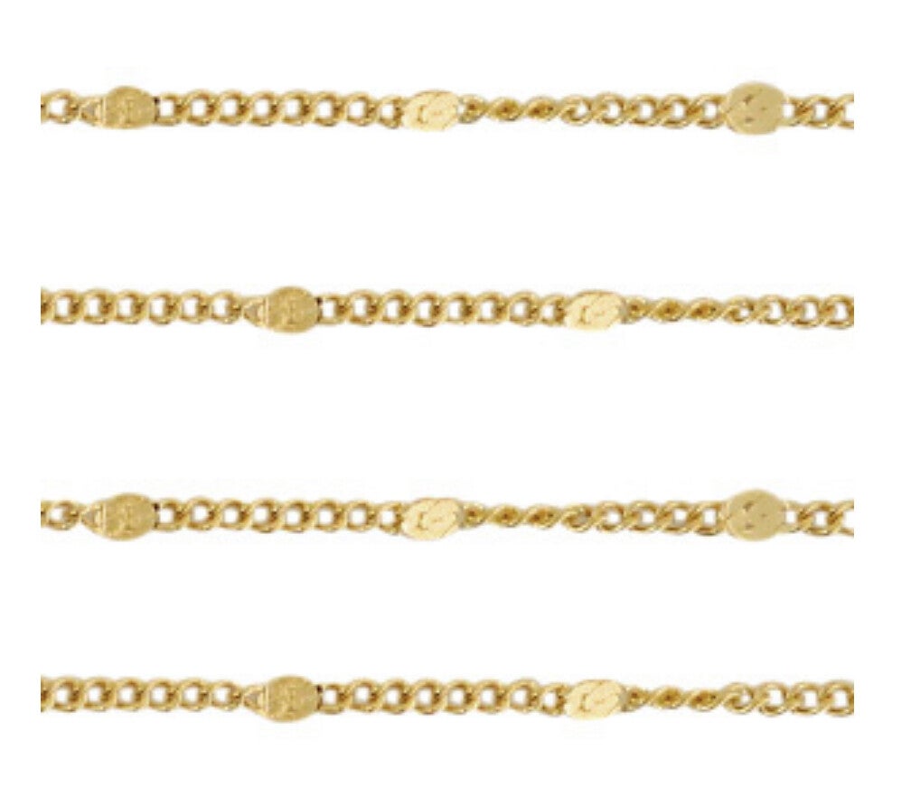 Stainless steel jasseron schakel goud 2mm