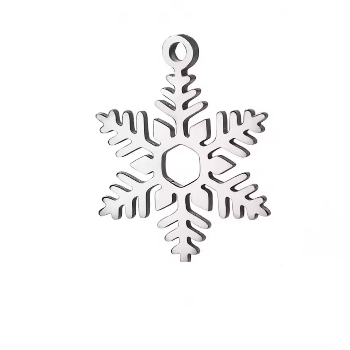 Bedel/hanger stainless steel sneeuwvlok zilver