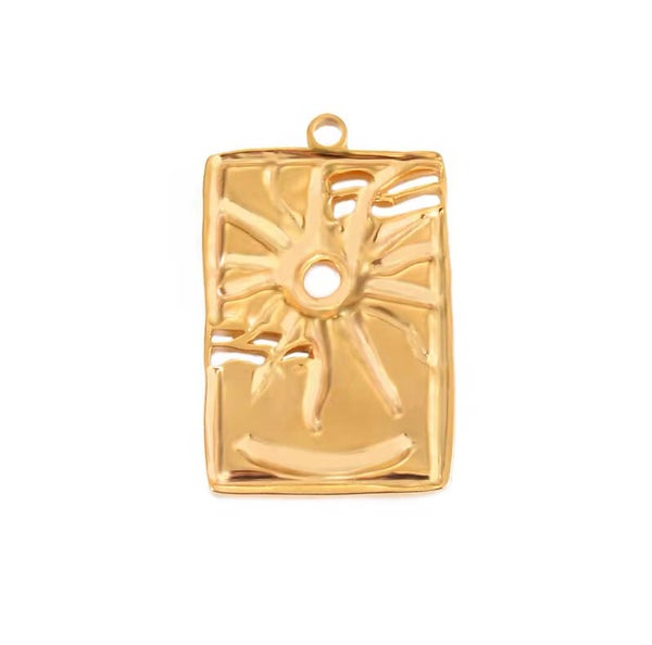 Bedel / hanger stainless steel Sun tag Goud