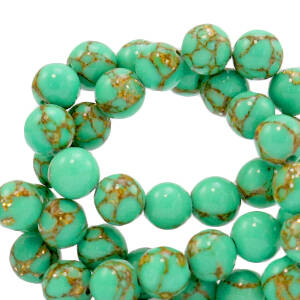 Natuursteen kralen 4mm quiet wave Green - Gold