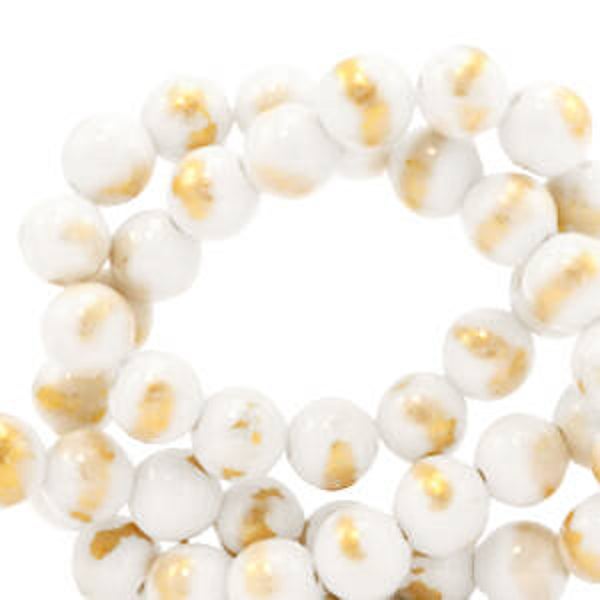 Natuursteen kralen 4mm Calciet White - Gold