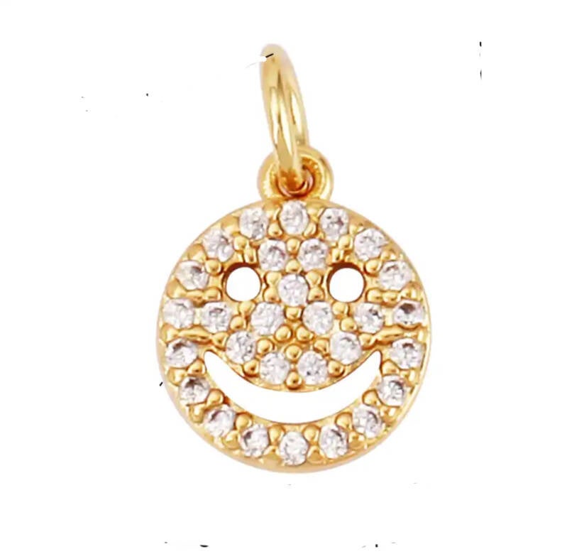 Zirkonia bedel smiley glod plated