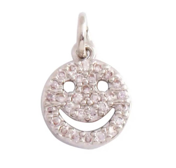 Zirkonia bedel smiley zilver