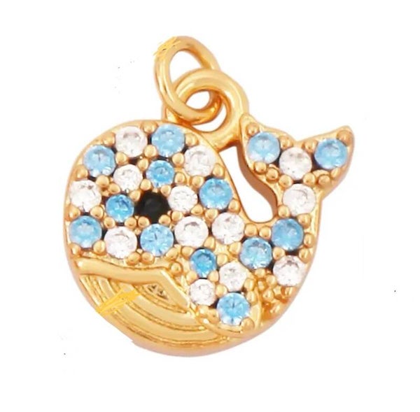 Zirkonia bedel walvis Blauw - Goud