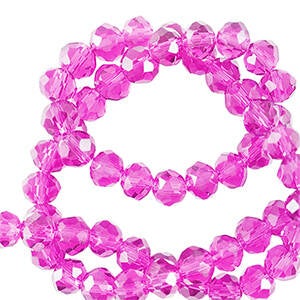 Facet kralen 4x3mm top quality neon pink
