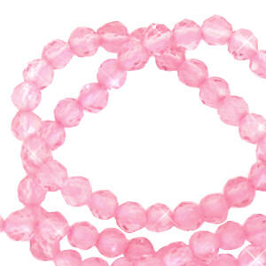 Natuursteen kralen 3mm Light rose-pearl shine coating