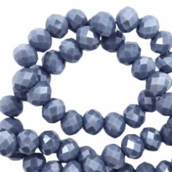 Facet kralen 6x4mm Light denim blue pearl shine coating