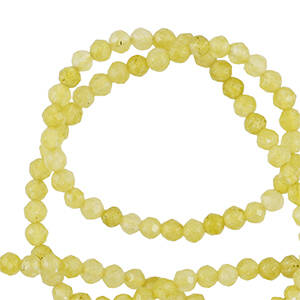 Natuursteen kralen 3mm facet geslepen Limelight yellow