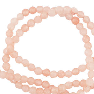 Natuursteen kralen 3mm facet geslepen Light cream peach