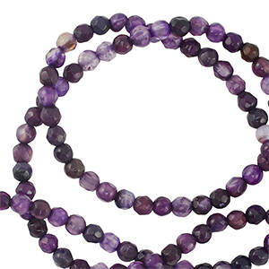 Natuursteen kralen 3mm facet geslepen Dark purple