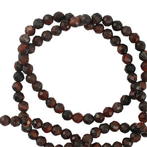 Natuursteen kralen 3mm facet geslepen Red-brown