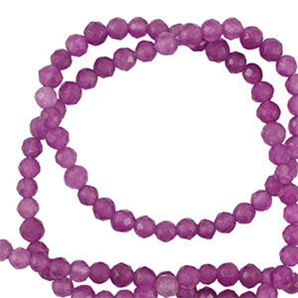 Natuursteen kralen 3mm facet geslepen Orchid purple