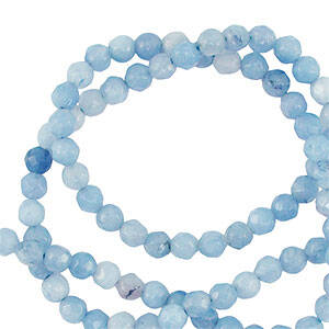 Natuursteen kralen 3mm facet geslepen Sky blue
