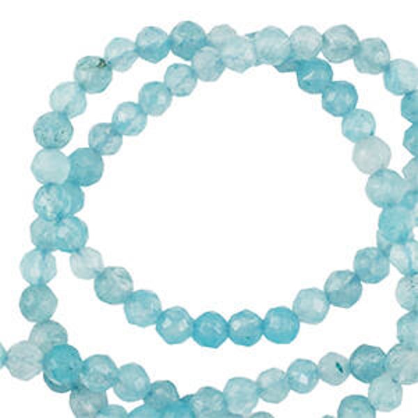 Natuursteen kralen 3mm facet geslepen Light blue
