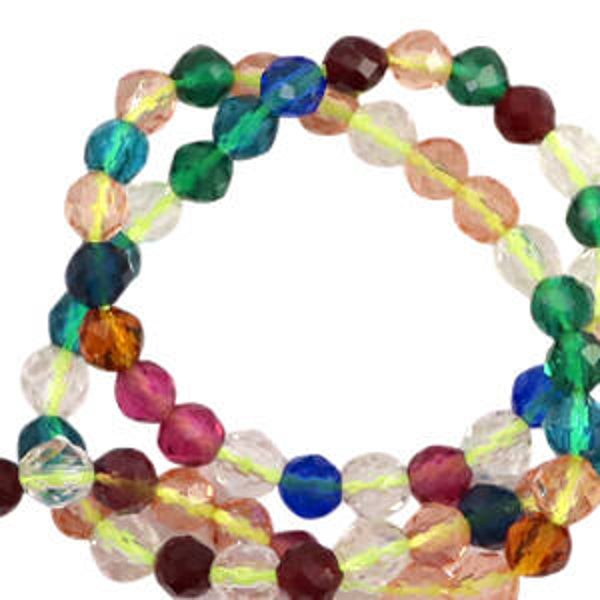 Natuursteen kralen 3mm facet geslepen Mixed colours