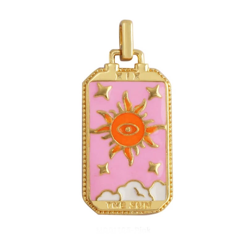 Bedel emaille tarot pink - orange - Gold