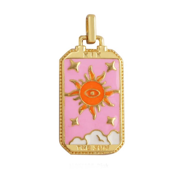 Bedel emaille tarot pink - orange - Gold