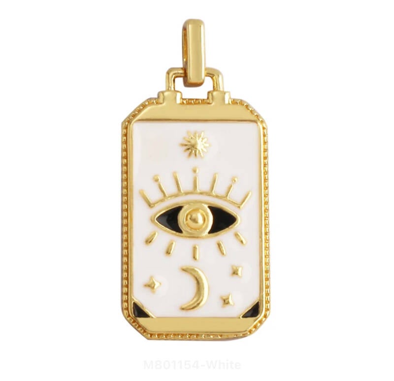 Bedel emaille tarot kaart eye white - gold