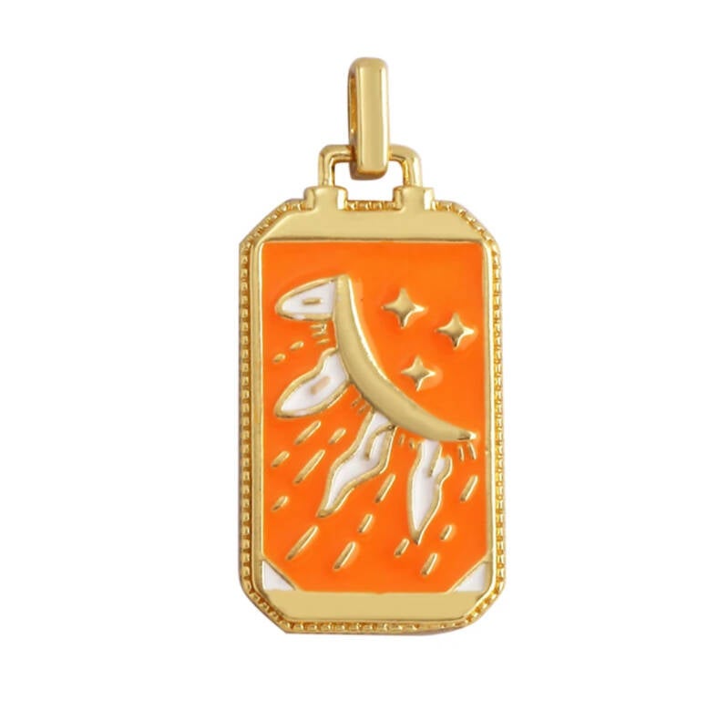 Bedel emaille tarot kaart orange sun