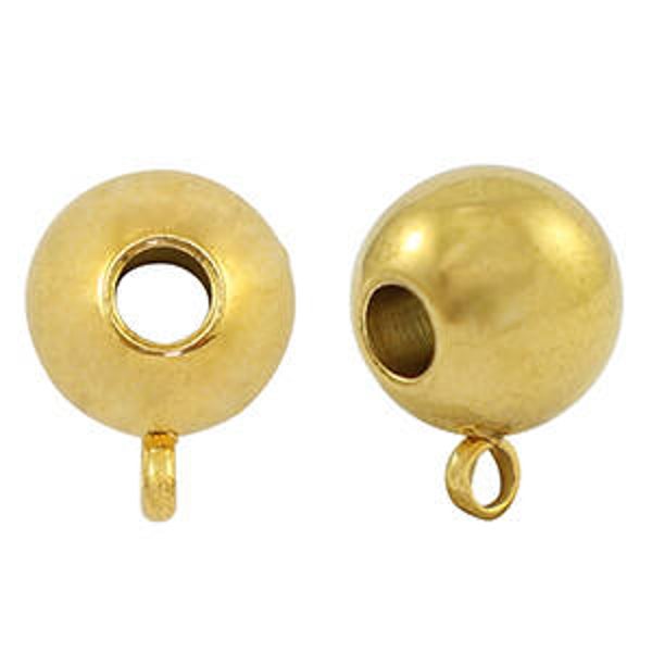 Kralen van Stainless steel Roestvrij staal (RVS) met oog 10mm Gold
